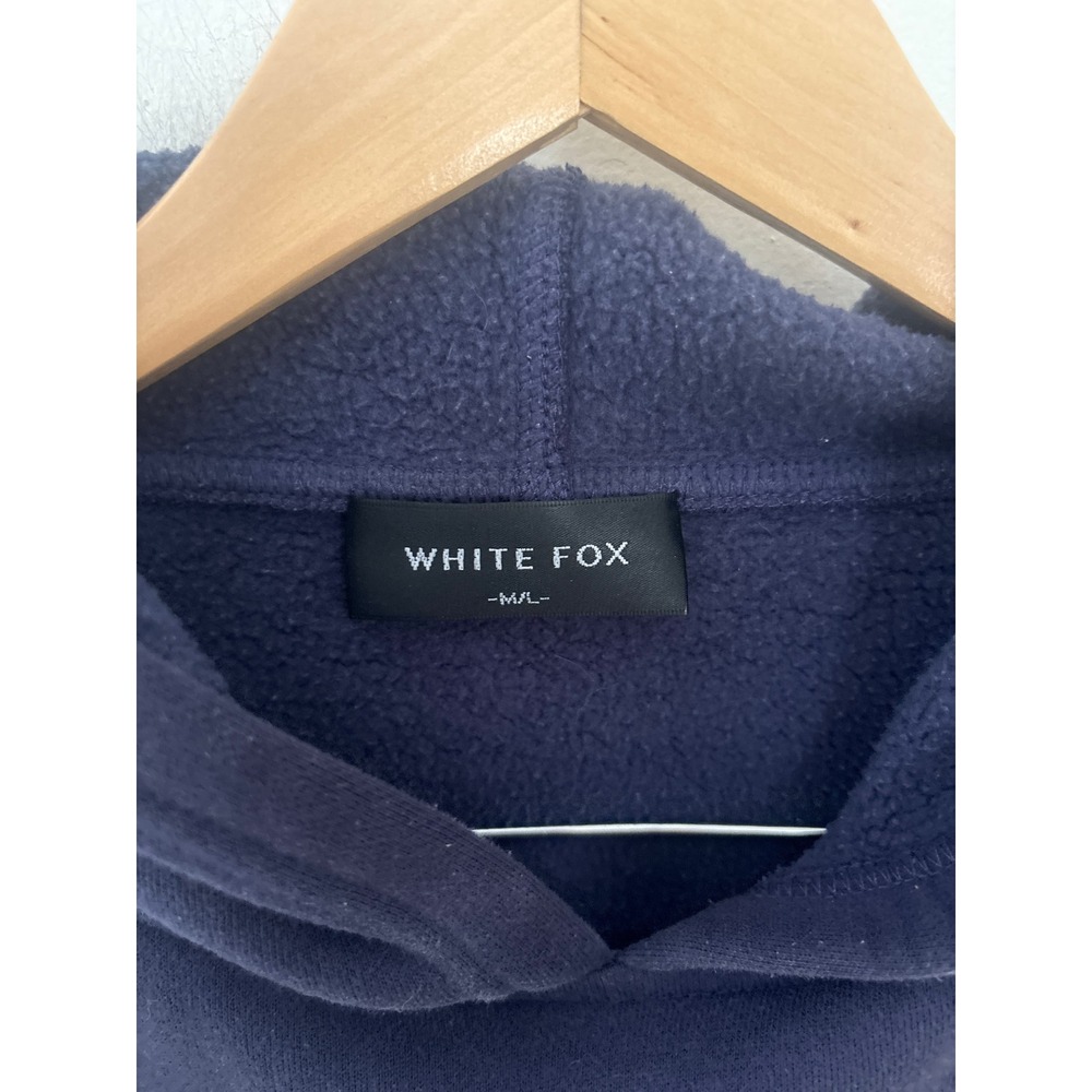 White Fox Boutique Navy Blue Pink Puff Print Oversized Hoodie Sweatshirt M/L - Picture 3 of 4